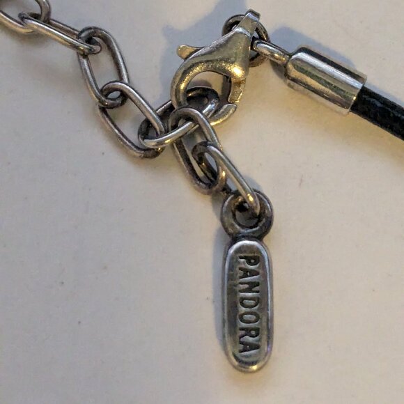 PANDORA ALE Black Corded "Inner Radiance" Charm 925 Sterling Silver Necklace - Picture 4 of 10